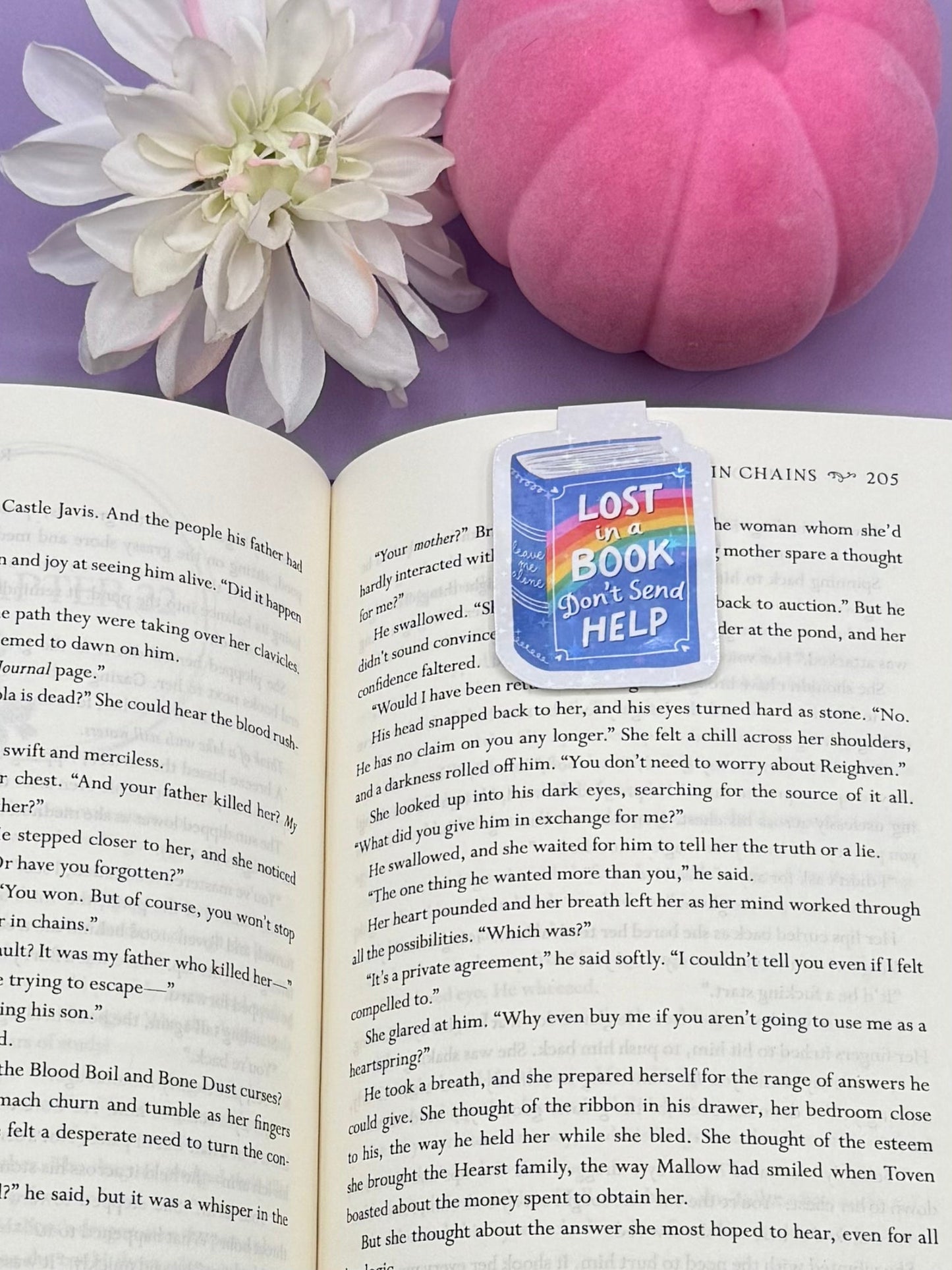 Lost in a Book Don't Send Help Magnetic Bookmark - Art By Taura