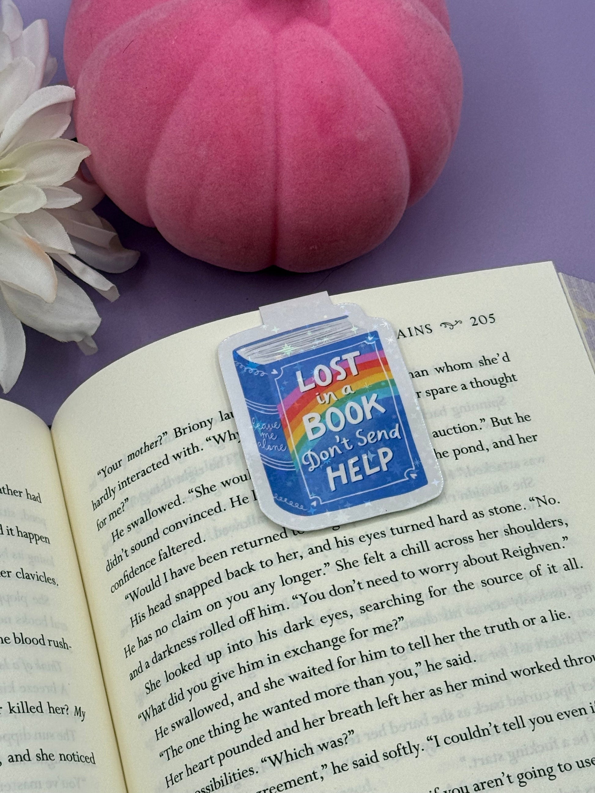 Lost in a Book Don't Send Help Magnetic Bookmark - Art By Taura