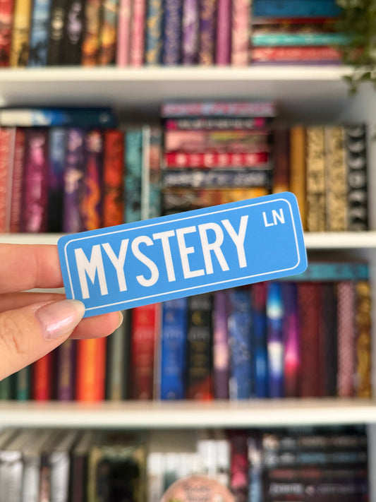Street Sign Vinyl Sticker - Mystery Ln