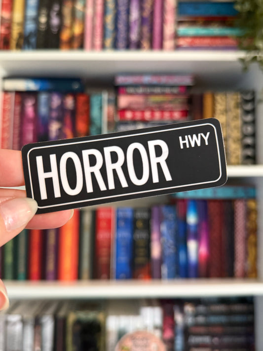 Street Sign Vinyl Sticker - Horror Hwy